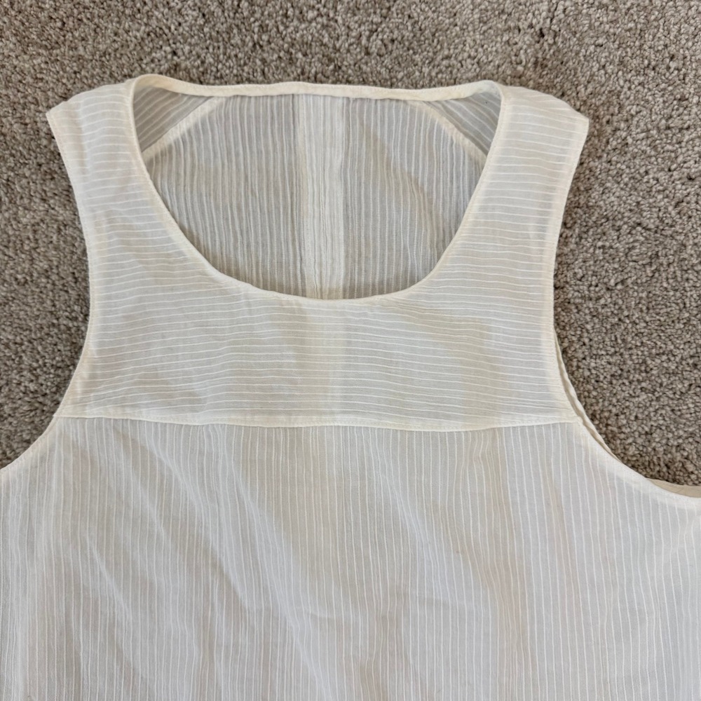Rag & Bone White Striped Silk Sleeveless Tunic Tank Top‎ Small - Picture 2 of 7